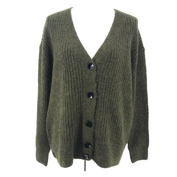 NEW TopShop Women’s Size 8-10 Green Button Front Cardigan Sweater - Picture 3 of 6